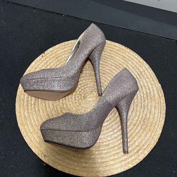 Forever21 Glitter Shimmer Sparkling Platform Heel Size 10 - Picture 12 of 15